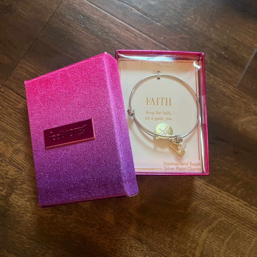 Silver Bangle Bracelet with Heart Charm